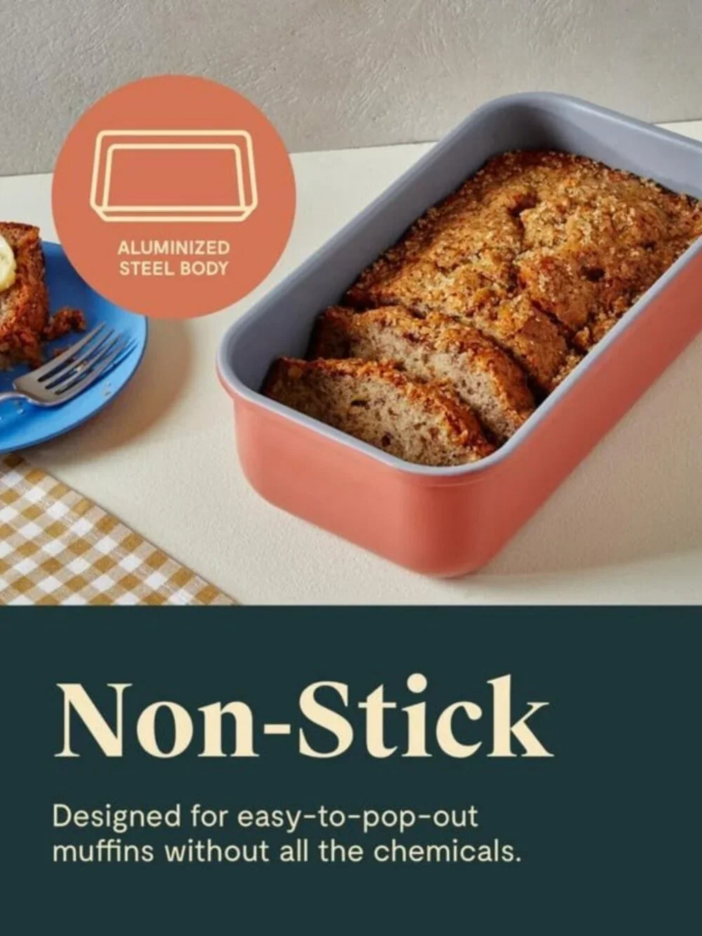 Non-Stick Ceramic Loaf Pan - 1 lb, Perfect for Baking Bread & Desserts